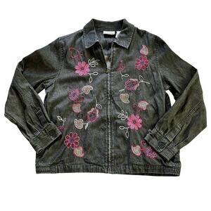 Vintage Breckenridge bomber denim jacket embroidered flower Cottagecore …